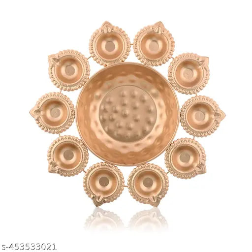 Urli Bowl Set of 3Pc Gold, Urli Bowl for Home Decor, Beautiful Diwali Decor Bowl with Stand for Home Decor, Pooja Room Decor (Pack of 3- Gold)