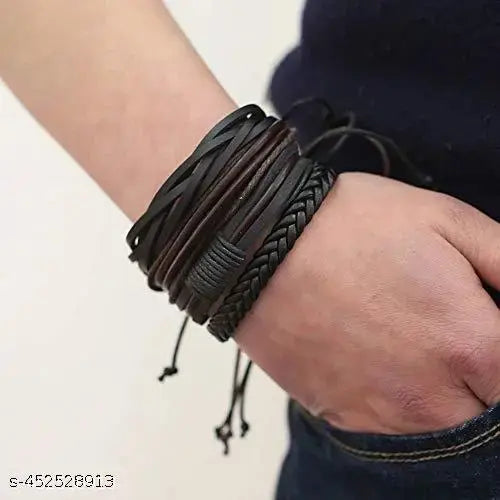 Black and Brown Bracelet for Men and Women I Set Of 4 Bracelet I Bracelet For Men