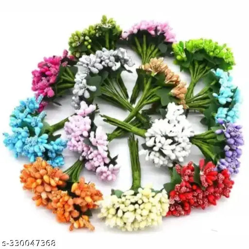 Pollen Flowers ( Multy colour,72 Piece) Jewellery, Tiara Making hair accessories Artificial Plant, Flower and Shrubs