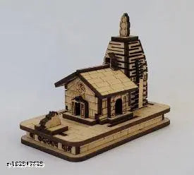 Sai collection Kedarnath Wooden  Temple in Small Size, Decorative Showpiece Item with Double side tap  /Length : 5cm /Height : 8cm / Breadth ; 9cm / From Haridwar