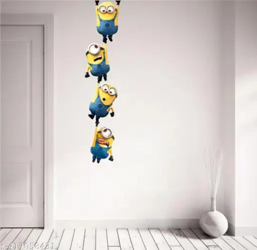 Lakshit Enterprises Hanging Minions PVC Vinyl Wall Sticker for Living Room Wall Decal Mural Sticker for Bedroom Size - 25X116 CM