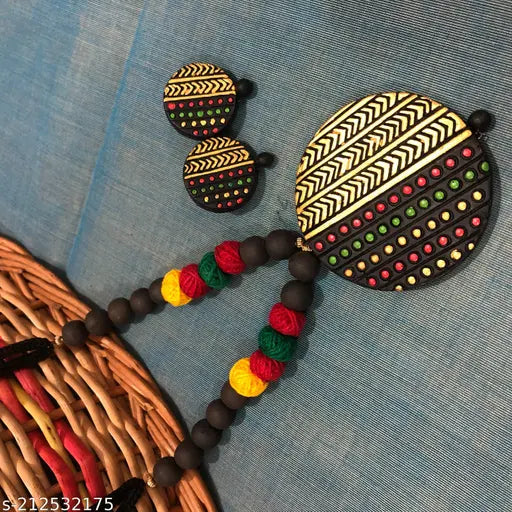 Handmade Terracotta(Clay Work) Pendent Jewellery Set