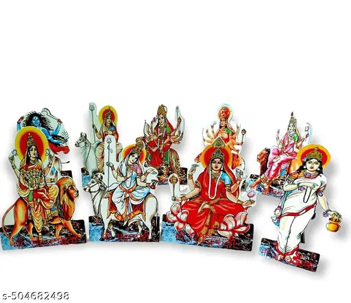 Brij Sugandha Nav Durga Wooden MDF Set for Navratri Decoration