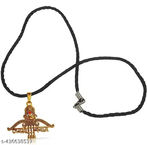 Trending gold plated religious Shree Shyam Khatu Naresh Krishna locket with black Thread chain pandent Necklace for boy/men and girls/women