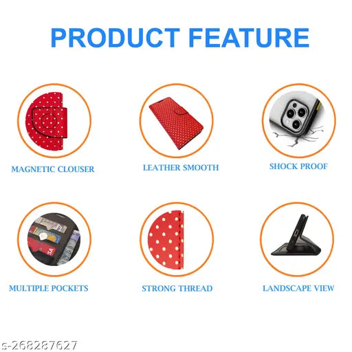 MyFlips DT Red Flip Cover for Samsung A54 5G| Leather Finish|Shock Proof|Magnetic Clouser Compatible with Samsung A54 5G(Red)
