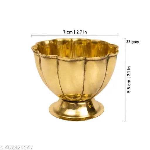 Putrika  Brass Chandhan | Kumkum | Turmeric | Sandal | Haldi | Bowl | Pooja | Puja | Holder | Roli | Stand | Multipurpose for Temple Home - Lotus Chandhan Bowl (2)