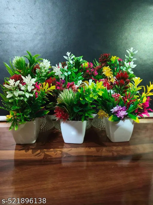 set of 6 artificial plant multi mix flower with leaf bunch of flower