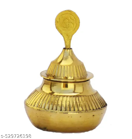 thali plane Set 6 Inch Puja Thali with Pital Plate Kalash Spoon Chandan Wati Dhup Dan Diya Ghanti Arti Thali for Diwali Home Office Mandir Wedding Return Gift Items + 1 सिंदूर दान