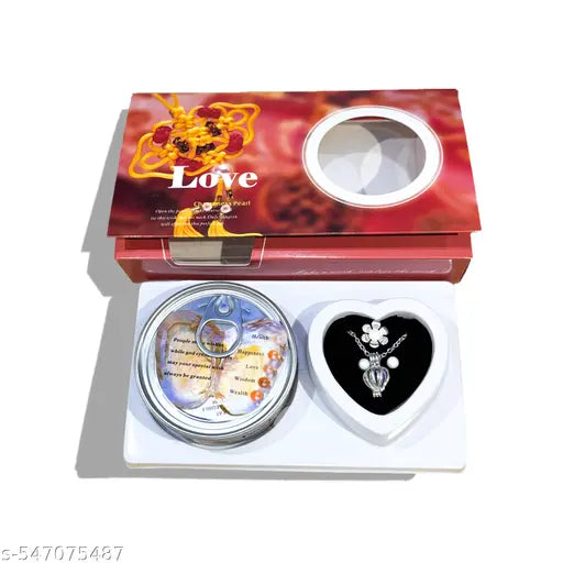 DIY Freshwater Pearl Necklace Kit – Hidden Oyster with Real Pearl & Pendant Cage – Surprise Jewelry Box