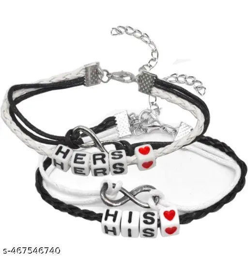 His & Hers Infinity Leather Bracelets for Couple