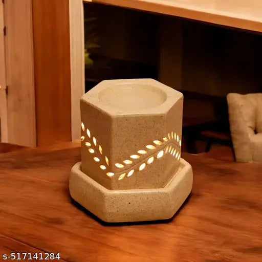 Ceramic Aroma Diffuser Lamp for Home Decor | Aesthetic Modern Looking, Color- Brown Diffuser