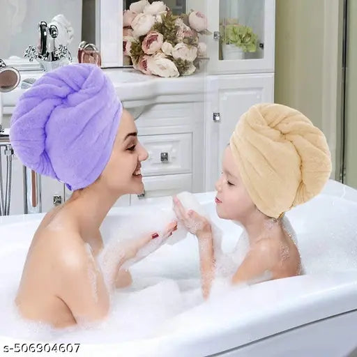 mrowzeex® Hair Towel Wrap - Super Absorbent Microfiber Hair-Drying Cap | 500 GSM Quick-Dry Magic Wrap Towel | Soft & Lightweight Salon Bathrobe Towel for Women & Girls (Multicolor) pk of 1