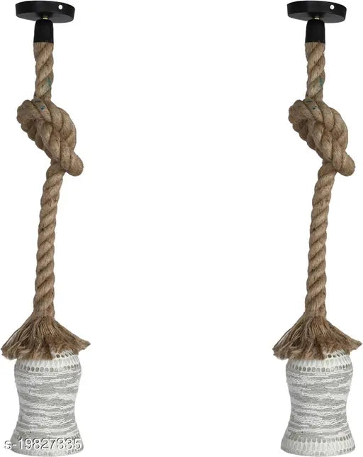 Afast Ultra Stylish Pendant Ceiling Lamp Light Hanging In Rope With Hand Decorative Designer Glass Shade (Set Of Four ) Rf45