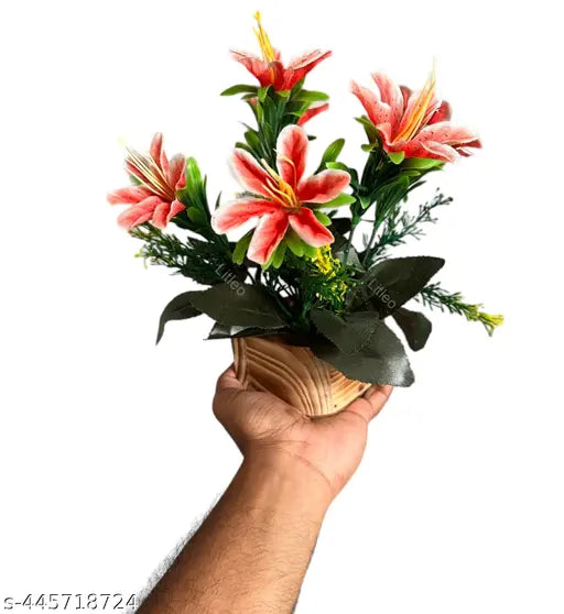 Litleo great for home office git , wooden pot lil flower