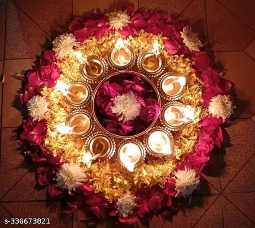 Decor Hub Special Ghufran Flower Shape Diya Decorative Urli Bowl for Home, Office and Table Decor Floating Flowers and Tea Light Candles Home, Diwali Decoration, Pooja