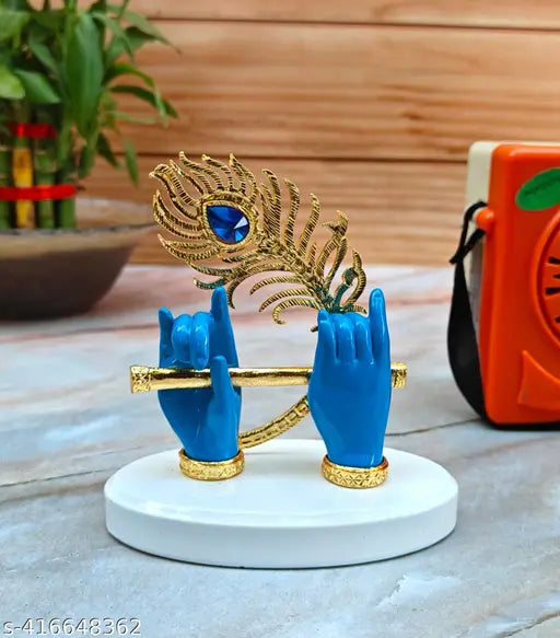 SHINDE EXPORTS Krishna Hand with Flute Statue murli Figurine Small Size for car Dashboard Table décor (blue)…
