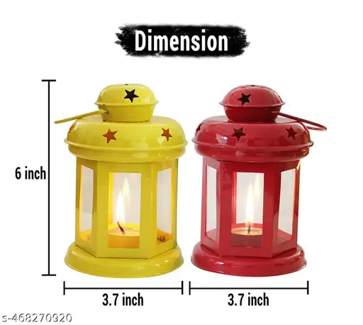 W&C - Metal Wall Hanging Lantern ( PACK OF 02 PCS )Tea Light Candle Holders - Home Decor and Gift for Diwali, Festival, Indoor, Outdoor Use !!! SHOP NOW !!!