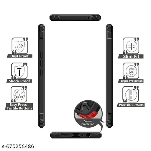 redmi 12c 4g / Bumper Back Case Cover | Ring Holder & Sliding Camera Shield Cover | 360 Degree Protection Back Case Cover for Vivo Y16 (Black)