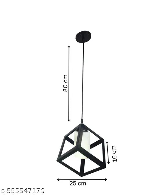 "Modern Metal Pendant Light for Living Room & Dining | Geometric Hanging Lamp with Milky Glass And Warm Yellow Glow | Home Decor Ceiling Lighting"(bulb not included)