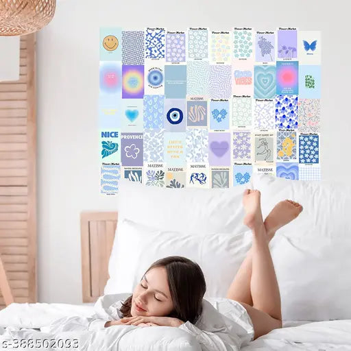 Peel-N-Stick Photo Wall Collage Kit || 50 PCS Danish Pastel Room Decor Aesthetic, Matisse Wall Art for Teen Girl Room Décor| Small Posters for Room Decoration- Green