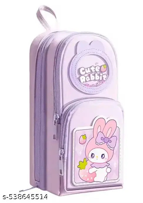 NST Aesthetic Premium Pencil Case 3 Compartment With 6 Layer Cute Aesthetic Pencil Case for Girls Large Capacity Pencil Pouch Multifunctional Pouch for School Kids Cute Stationary Gift (Cute Rabbit)