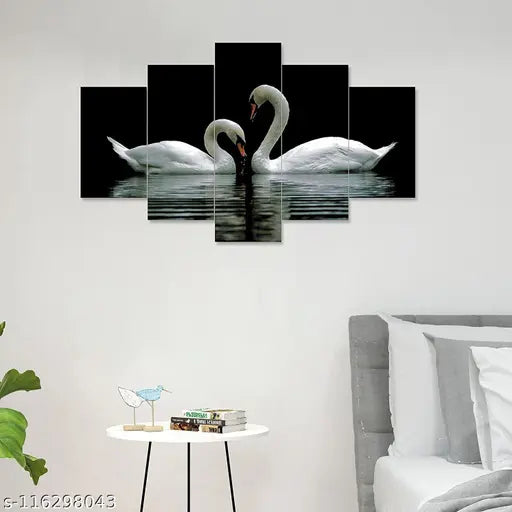 Set Of 5 Duck  Wall Painting With Frame For Home Decoration , Living Room Office , Hotel (76 X 45 CM ) Multicolor , Theme : Religious