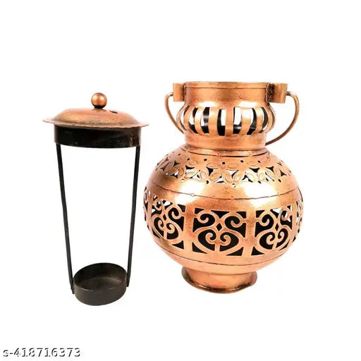 Kalash with Stand Tealight Candle Holder - Tea Light Candle Stand Decorative Home Decoration Items for Living Room Netted Style