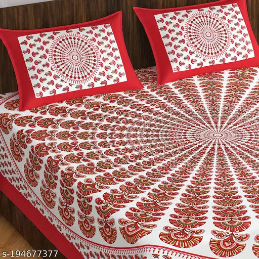TRENDY JAIPURI DOUBLE BEDSHEET WITH 2 PILLOW COVER