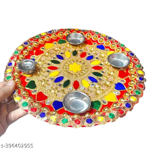 Handmade Decorative Thali Round Shape Pooja Thali