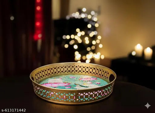 Pichwai Tray (Iron with Enamel Work)