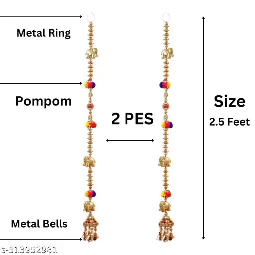 Set Of Side Hanging Toran For Decoration Elephant Hanging Latakn For Door Decoration Size 2.5 Feet Long