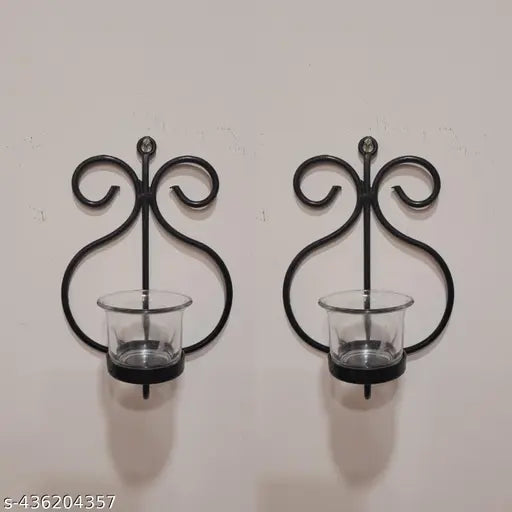 Set of two metal wall scone, t-light candle holders for home decor festivals celebration etc