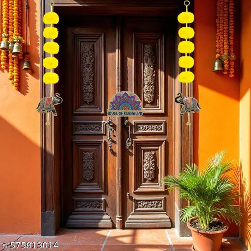 Artificial Flower Elephant Toran Door Pooja Room Wall Decoration for All Festivals and Celebrations [Fits All Room, Set of 2, 23 Inch]