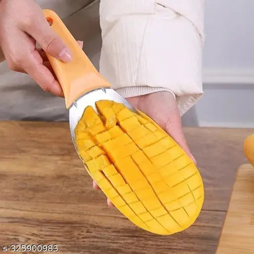 Mango Slicer Stainless Steel Mango Cutter Tool Pulp Extractor Sharp Blade Comfortable Grip Fruit Cutter Scoop Kitchen Gadget