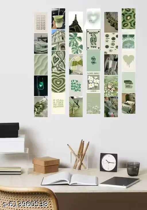 Green Ice Collage Kit Wall Posters Collections | Set of 30 | 4x6 inch - SMALL Size