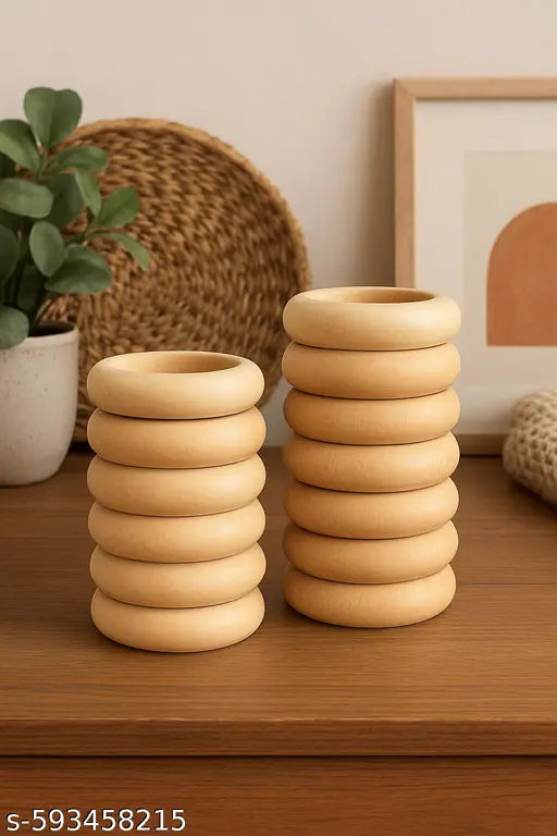 Handcrafted Wooden Spring Tealight Candle Holder – Natural Teak Finish | Set of 2 Holders + 4 Tealight Candles (2 Premium + 2 Complimentary) | Home Décor, Meditation, Spiritual, Wedding & Festive Gifting