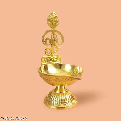 Om Vilakku murugan Om Vilakku Antique Diya for Puja OM Deepam Oil Lamp, 6 inch Height return gift deepam diya brass diya oil lamp dewali decoration