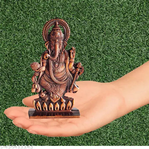 M Men Style Ganesha Idol Lord Ganesh Ji Statue Ganpati Bappa Blessing Murti God Vinayak Figurine Sculpture For Diwali Puja Gifting Home Entrance, Ganesh Chaturthi Copper NewCarDash36