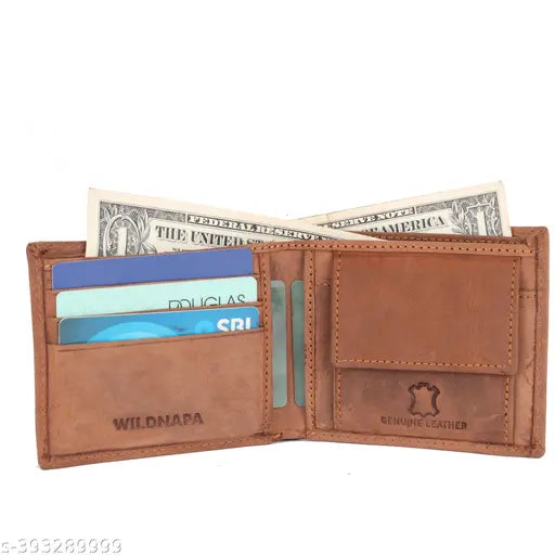 WILD NAPA RFID Protected 100% Brown  Genuine Leather Wallets For Men