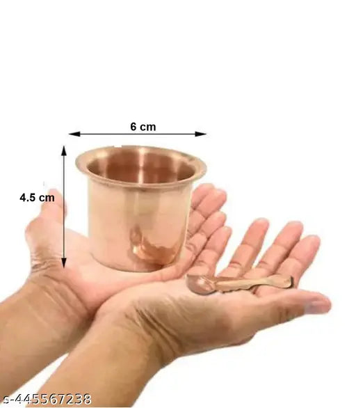 Copper Panchpatra with Aachmani (Spoon) for All Puja Purpose-4.5