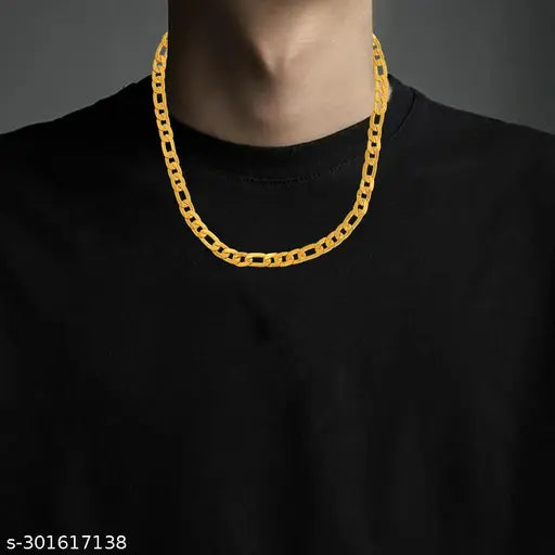 1 Gram Gold plated Chain For Boys and Man Gold-plated Plated Brass Chain (23 Inch)Water And Sweat Proof Jawellery