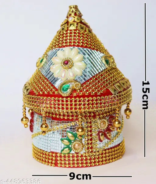 Fancy Round Shape wooden Sindhora/Sindoor dani For Women