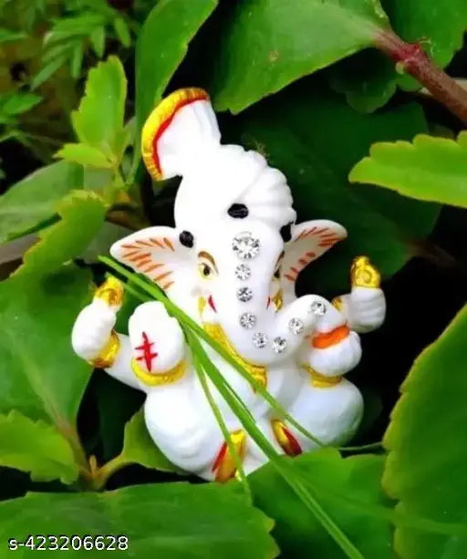 Beautiful Hand Made Marble Ganpati Idol for Gaenesh Chaturthi Celebration|White Ganesha Murti for Your Office and Home Pooja| Gaenesh for Auspicious Occasions (Size 3 inch)