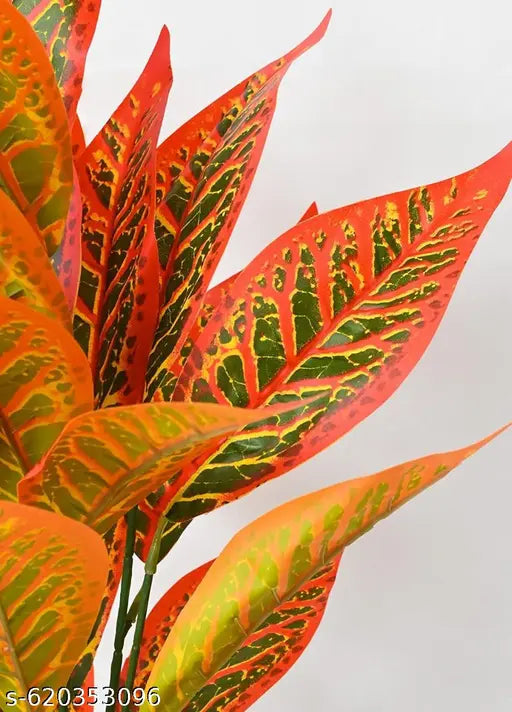 Plant 26 Leaves for Home Décor | without pot Lifelike Tropical Leaf Arrangement with out pot| Faux plant for home | Decorative plant arrangement | Realistic tropical leaves | Lifelike croton leaf | Indoor plant décor | Artificial greenery | Leafy home déc