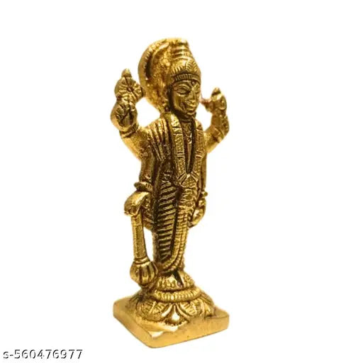 Sacred Brass Vishnu Idol for Home Temple | Hindu Bhagwan Statue | Mandir Pooja Decorative Gift Item