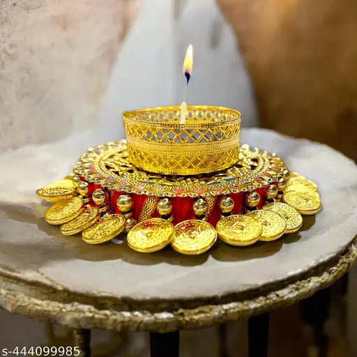 Designer Tea Light Candle Holder  Pack Of 2 Diwali Decor Ginni Diya - Pooja Candle Handmade Tea Candle