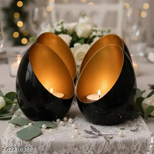AT DECOR egg shape candle holder set of 4
