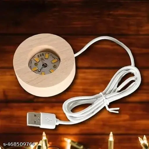 Ganesh Ganpati 3D USB LED Crystal Ball Night Lamp - Home Decor, Night Light, Table LED Wooden Crystal Ball Night Lamp for Home, Office, Decoration, Birthday, Diwali Gifts, Men, Women, Kids