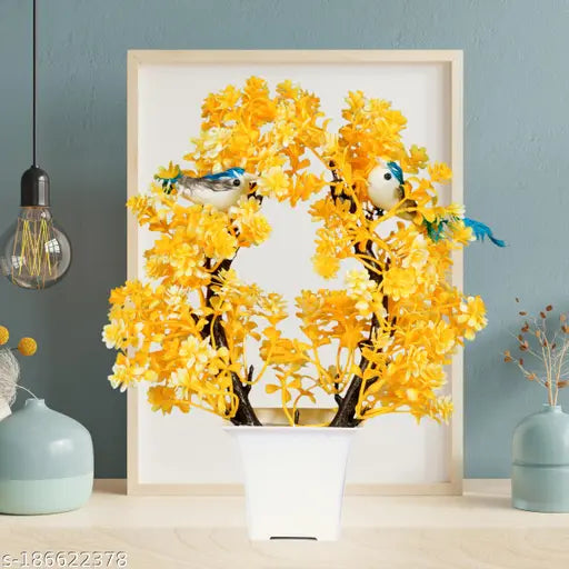 New Design Artificial Plants With Pot and BIRDS Artificial Plant, Flower and Shrubs for Home, Office, Table top Decorate