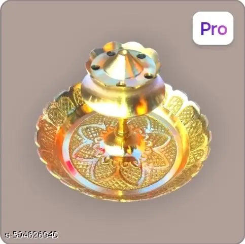 Handcrafted Brass Agarbatti Stand with 5 Holes | Traditional Incense Stick Holder with Ash Catcher | 6 cm Design for Mandir, Worship Use, Puja Ghar